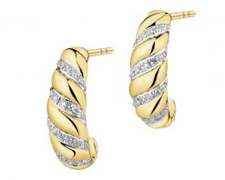 Kolczyki z żółtego złota z diamentami - 0,15 ct - próba 585. Żółte kolczyki Apart, z diamentem, złote. Za 3,490.00 zł.