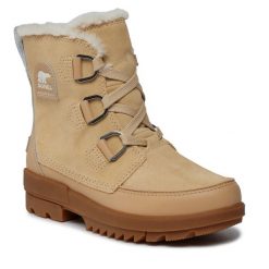 Botki Sorel. Brązowe botki Sorel, bez wzorów, bez obcasa, na płaskiej podeszwie, bez zapięcia. Za 779.99 zł.