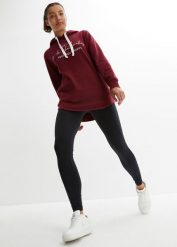 Dres sportowy z długą bluzą i legginsami (2 części). Czerwone bluzy bonprix, bez wzorów, z dresówki, bez kaptura. Za 149.99 zł.