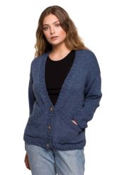Krótki Rozpinany Kardigan z Kieszeniami - Niebieski. Niebieskie kardigany MOE, l, bez wzorów, z materiału. Za 238.90 zł.