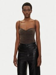 NORMA KAMALI Body KK424XPLH21823 Brązowy Regular Fit. Brązowe body Norma Kamali, xs, bez wzorów, z syntetyku. Za 599.99 zł.