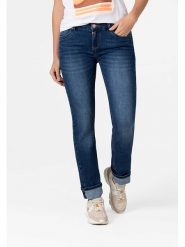 Timezone Dżinsy "Marah" - Slim fit - w kolorze granatowym rozmiar: W25/L32. Niebieskie jeansy Timezone, l, z aplikacjami. Za 101.23 zł.
