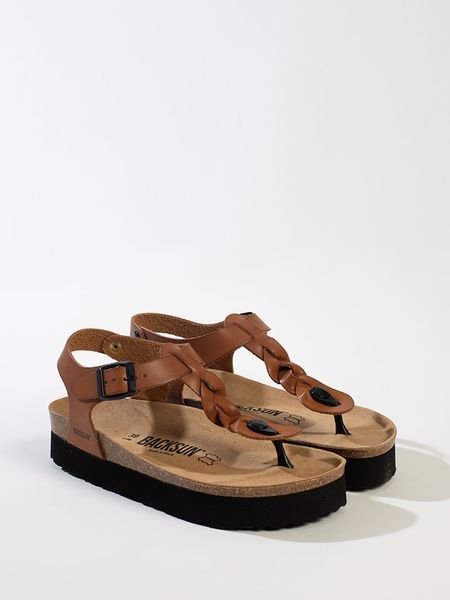 BACKSUN Japonki "Ancone" w kolorze brązowym rozmiar: 38. Brązowe klapki Backsun, bez wzorów, z otwartym noskiem, bez obcasa. Za 149.66 zł.