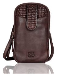 Bellicci Skórzana torebka w kolorze ciemnobrązowym na telefon - 11 x 18,5 x 2,5 cm rozmiar: onesize. Brązowe torby na ramię Bellicci, bez wzorów, z materiału, przez ramię, bez dodatków. Za 162.49 zł.