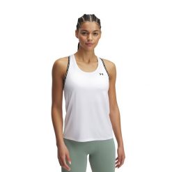 Top treningowy damski Under Armour Tech Knockout Tank. Białe koszulki sportowe Under Armour, bez wzorów, bez ramiączek. Za 88.99 zł.