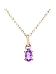 Revoni Złoty naszyjnik z diamentową zawieszką - 46 cm rozmiar: onesize. Żółte naszyjniki Revoni, z ametystem, złote. Za 761.99 zł.