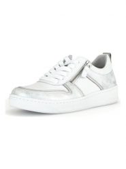 Gabor Skórzane sneakersy w kolorze srebrno-białym rozmiar: 42. Białe trampki Gabor, bez wzorów, ze skóry, bez zapięcia. Za 308.18 zł.