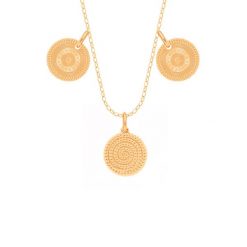 Naszyjnik z 3 pozłacanymi zawieszkami Boho. Żółte naszyjniki Lilou, pozłacane. Za 478.00 zł.