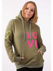 Zwillingsherz Bluza "Love" w kolorze khaki rozmiar: 2XL. Brązowe bluzy Zwillingsherz, xl, bez wzorów, z bawełny, z kapturem. Za 217.45 zł.