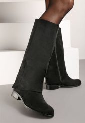 Czarne Kozaki z Imitacji Zamszu na Płaskim Obcasie z Wywiniętą Cholewką Reanilis. Czarne kozaki Born2be, z jeansu, bez obcasa, na płaskiej podeszwie, bez zapięcia. Za 149.99 zł.