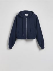 Rozpinana bluza z modalem - granatowy. Niebieskie bluzy Reserved, l, bez wzorów, z dzianiny, bez kaptura. W wyprzedaży za 99.99 zł.