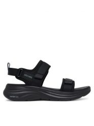 Skechers Sandały Vapor Foam-Laidback Moments 120009/BBK Czarny. Czarne sandały Skechers, bez wzorów, z materiału, bez obcasa, na płaskiej podeszwie, bez zapięcia. Za 219.99 zł.