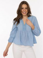 Zwillingsherz Bluzka w kolorze błękitnym rozmiar: onesize. Niebieskie bluzki Zwillingsherz, bez wzorów, z bawełny, bez kołnierzyka, bez ramiączek. Za 104.99 zł.