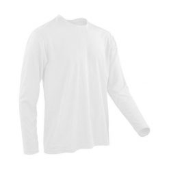 T-shirt Unisex Dla Dorosłych Z Długim Rękawem Performance. Białe t-shirty SPIRO, m, bez wzorów, bez kołnierzyka, bez ramiączek. Za 76.99 zł.