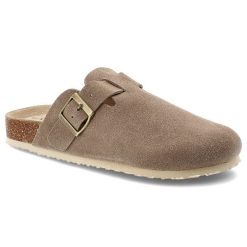 Klapki damskie Vinceza, cholewka ze skóry naturalnej zamszowej wsuwany fason korkowa lekka amortyzująca podeszwa, brązowa, 101332. Brązowe klapki VINCEZA, bez wzorów, ze skóry, bez obcasa. Za 129.00 zł.