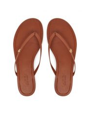 LAUREN RALPH LAUREN Japonki Raquel 802953931006 Brązowy. Brązowe klapki Lauren Ralph Lauren, bez wzorów, ze skóry, bez obcasa. Za 279.99 zł.