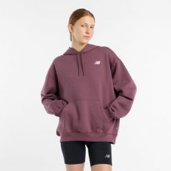 Bluza damska New Balance WT51947FDP – bordowa. Czerwone bluzy New Balance, xs, bez wzorów, z bawełny, z kapturem. Za 199.99 zł.