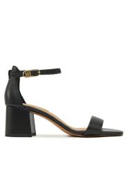 Tommy Hilfiger Sandały FW0FW08673 Czarny. Czarne sandały TOMMY HILFIGER, bez wzorów, ze skóry, bez obcasa, na słupku, bez zapięcia. Za 449.99 zł.