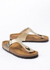 Klapki damskie BIRKENSTOCK GIZEH BF. Żółte klapki Birkenstock, bez wzorów, z materiału, bez obcasa. Za 329.99 zł.