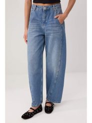 Trendyol Dżinsy - Baggy fit - w kolorze błękitnym rozmiar: 42. Niebieskie jeansy Trendyol, bez wzorów, z podwyższonym stanem. Za 135.81 zł.