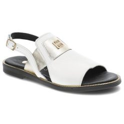Białe Sandały Armodo Eleganckie Obuwie Damskie. Białe sandały Armodo, bez wzorów, ze skóry, eleganckie, bez obcasa, bez zapięcia. Za 319.00 zł.