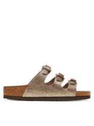 Birkenstock Klapki Florida 1030352 Złoty. Żółte klapki Birkenstock, bez wzorów, ze skóry, bez obcasa. Za 469.99 zł.