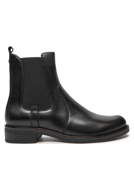 Caprice Botki 9-25304-41 Czarny. Czarne botki Caprice, bez wzorów, ze skóry, bez obcasa, na płaskiej podeszwie, bez zapięcia. Za 199.99 zł.