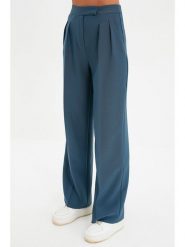 Trendyol Spodnie w kolorze niebieskim rozmiar: 38. Niebieskie spodnie materiałowe Trendyol, bez wzorów, z materiału, z podwyższonym stanem. Za 60.99 zł.