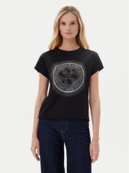 Guess T-Shirt W5YI14 I3Z14 Czarny Regular Fit. Czarne t-shirty Guess, xxl, z aplikacjami, z bawełny, bez kołnierzyka, bez ramiączek. Za 139.99 zł.