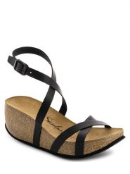 Sunbay Sandały "Lobelia" w kolorze czarnym na koturnie rozmiar: 41. Czarne sandały Sunbay, bez wzorów, z otwartym noskiem, bez obcasa, na koturnie, bez zapięcia. Za 158.10 zł.