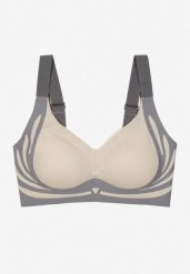 Jasnoszary Biustonosz z Zapięciem na Haftki Greledia. Szare bielizna sportowa Born2be, l, bez wzorów. Za 29.99 zł.