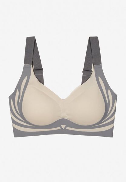 Jasnoszary Biustonosz z Zapięciem na Haftki Greledia. Szare bielizna sportowa Born2be, bez wzorów. Za 44.99 zł.