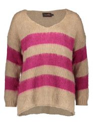 Miss goodlife Sweter "Stripes" w kolorze beżowo-różowym rozmiar: M. Brązowe swetry miss goodlife, m, bez wzorów, z wełny, bez ramiączek. Za 290.57 zł.