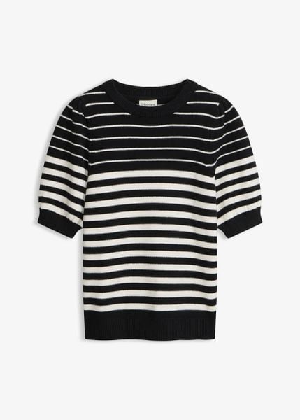 Sweter z rękawami balonowymi. Brązowe swetry bonprix, bez wzorów, bez ramiączek. Za 107.99 zł.