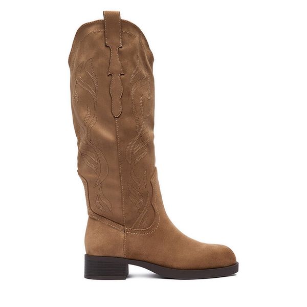 Kozaki JENNY. Brązowe kozaki Jenny, bez obcasa, na płaskiej podeszwie, bez zapięcia. Za 229.99 zł.