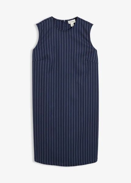 Sukienka mini w prążki, z mieszanki wiskozy. Niebieskie sukienki bonprix, bez wzorów, prążkowane, bez kołnierzyka, bez ramiączek, mini. Za 179.99 zł.