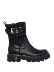 Patrizia Pepe Skórzane botki w kolorze czarnym rozmiar: 41. Czarne botki Patrizia Pepe, bez wzorów, bez obcasa, bez zapięcia. Za 427.42 zł.