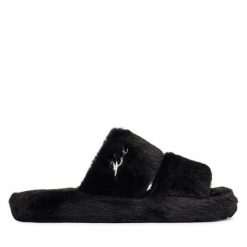 Kapcie KARL LAGERFELD. Czarne obuwie domowe KARL LAGERFELD, bez wzorów, bez zapięcia. Za 439.99 zł.