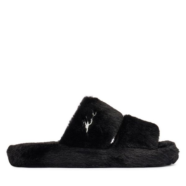 Kapcie KARL LAGERFELD. Czarne obuwie domowe KARL LAGERFELD, bez wzorów, bez zapięcia. Za 439.99 zł.
