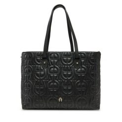 Torebka Aigner. Czarne shopper Aigner, bez wzorów, bez dodatków. Za 2,499.00 zł.