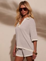 Milan Kiss Sweter w kolorze kremowo-szarobrązowym rozmiar: L. Brązowe swetry Milan Kiss, l, bez wzorów, bez ramiączek. Za 184.95 zł.