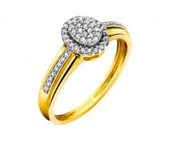 Pierścionek z żółtego złota z diamentami - 0,15 ct - próba 585. Żółte pierścionki Apart, z diamentem, złote. Za 2,990.00 zł.