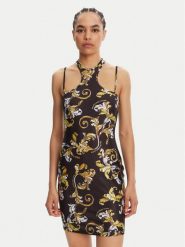 Versace Jeans Couture Sukienka koktajlowa 78HAO914 Czarny Slim Fit. Czarne sukienki Versace Jeans Couture, bez wzorów, z jeansu, wizytowe, bez kołnierzyka, bez ramiączek. Za 759.99 zł.