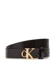 Calvin Klein Pasek Damski Monogram Plaque Buckle 25Mm LV04K7017G Czarny. Czarne paski Calvin Klein, bez wzorów, ze skóry. Za 219.99 zł.