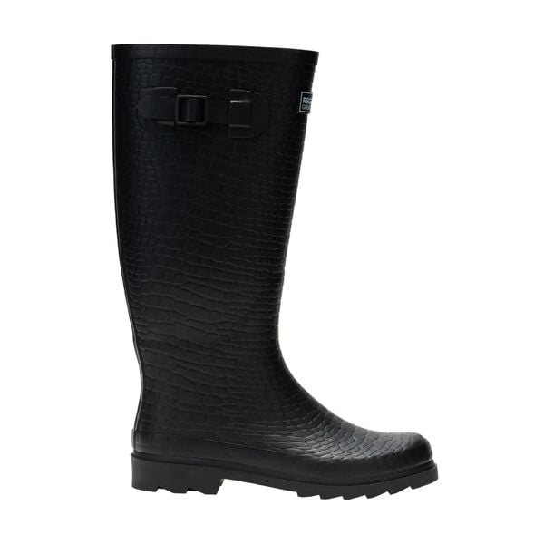 Damskie kalosze Fairweather III. Czarne kalosze Regatta, bez wzorów, z gumy, przed kolano. Za 299.99 zł.