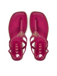 Guess Sandały FLJRA4 PAF21 Różowy. Czerwone sandały Guess, z aplikacjami, ze skóry, bez obcasa, na płaskiej podeszwie, bez zapięcia. Za 399.99 zł.