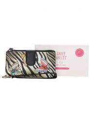 HAPPY WALLET Skórzany portfel "Hand painted" w kolorze kremowo-czarnym - 18 x 9,5 x 2,5 cm rozmiar: onesize. Brązowe portfele HAPPY WALLET, bez wzorów, z materiału. Za 82.99 zł.