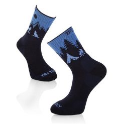 Ciemnoniebieskie skarpetki trekkingowe z wełny merynosów Wolf. Niebieskie skarpety TRY TO FLY, bez wzorów, z wełny. W wyprzedaży za 83.41 zł.