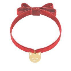 Bransoletka z pozłacanym Kotkiem na podwójnej czerwonej wstążce. Czerwone bransoletki Lilou, pozłacane. Za 138.00 zł.