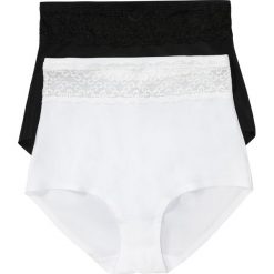 Figi panty shape, średni stopień modelowania sylwetki (2 pary). Czarne figi bonprix, bez wzorów, z koronki. Za 84.99 zł.